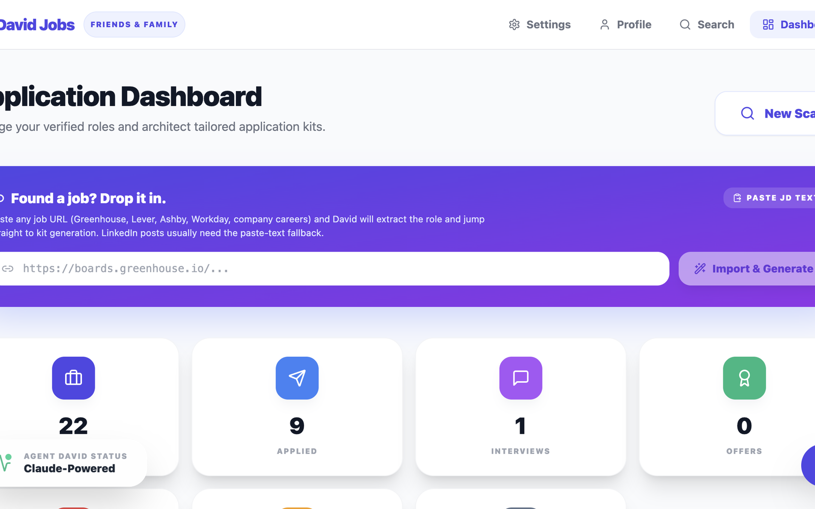 David Jobs — five-agent dashboard